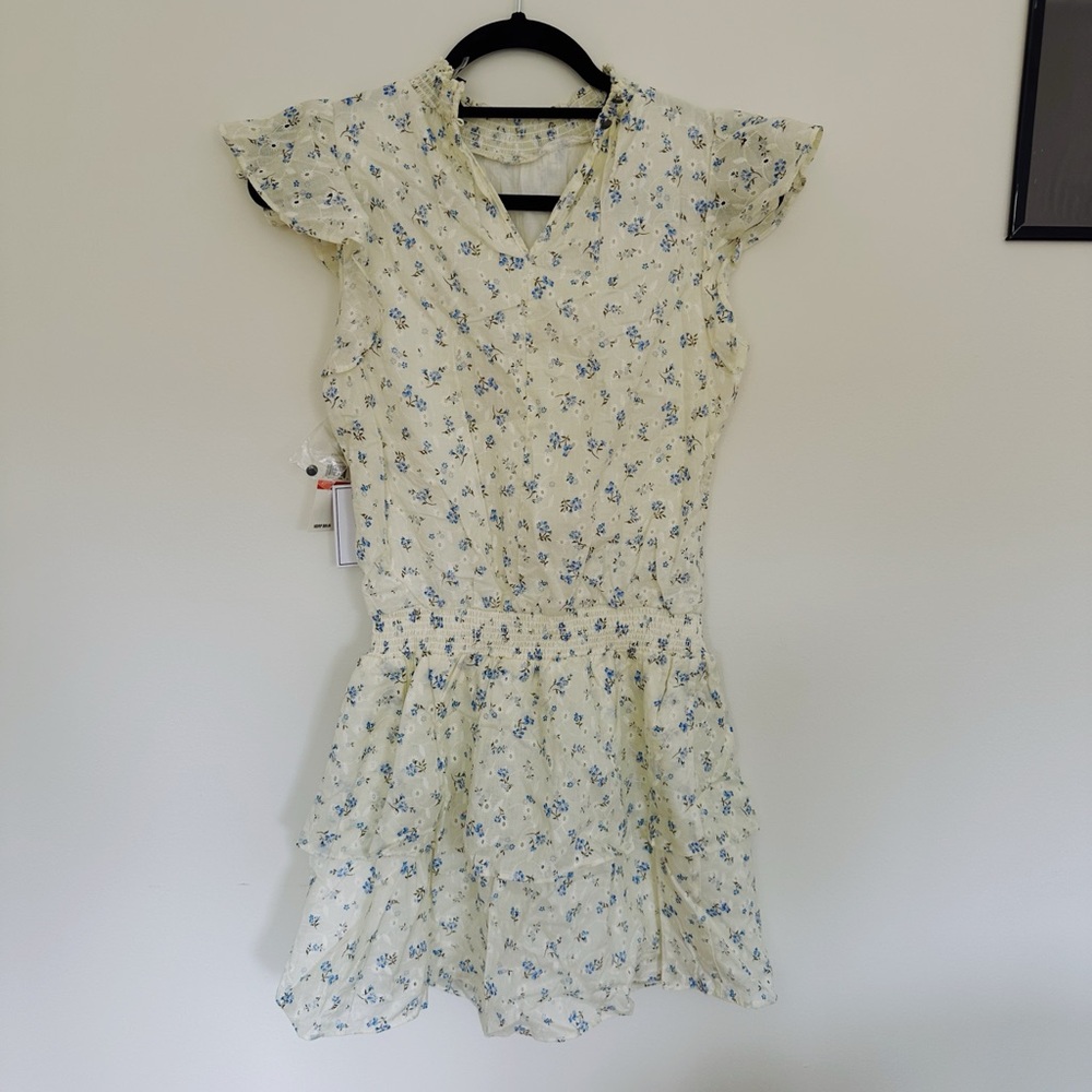 NWT Floral Eyelet Ruffle Smocked Waist Dress